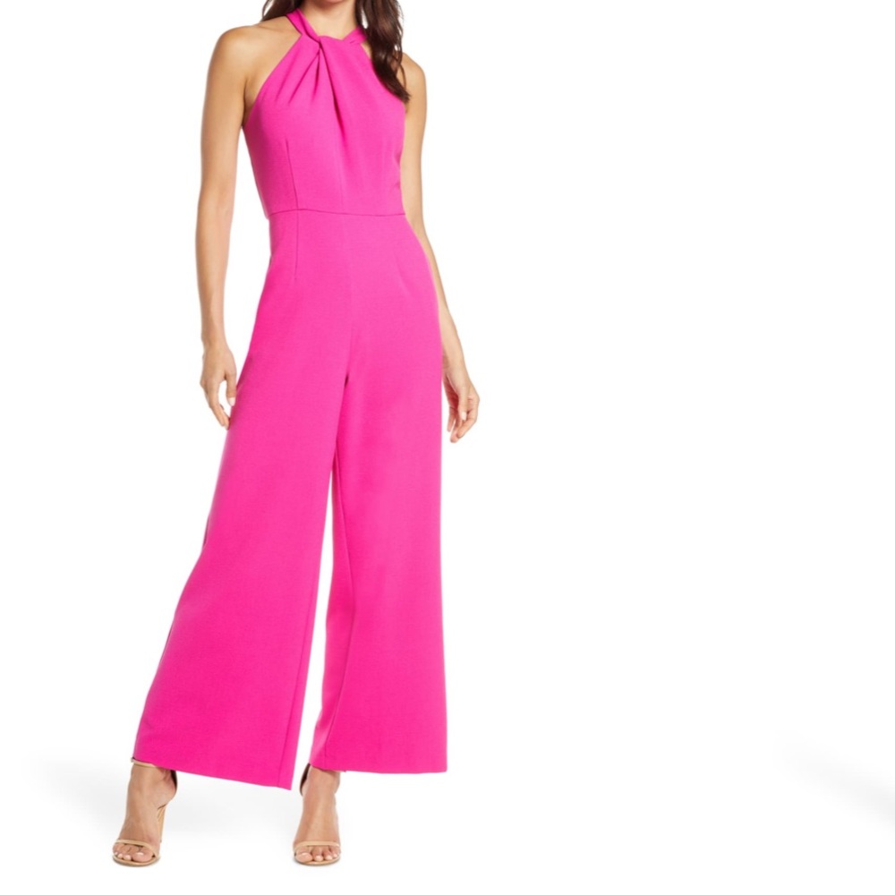 Julia Jordan fuschia wide leg jumpsuit size 8